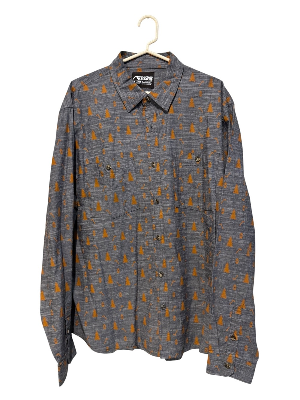 Mountain‎ Khakis Gray Button-Down Shirt with Orange Tree Print